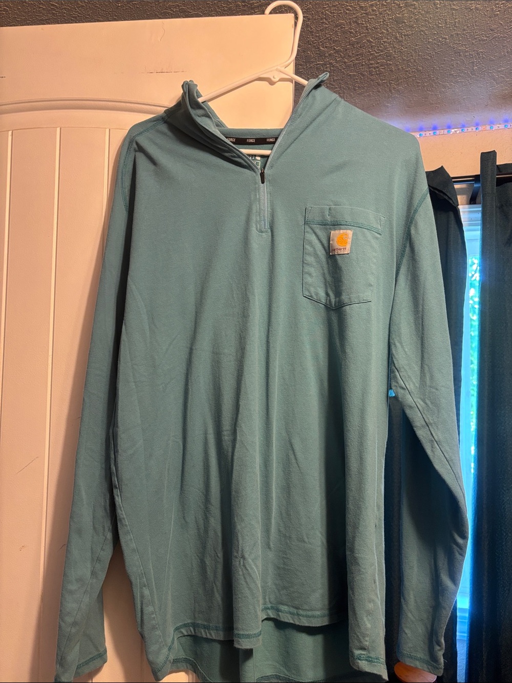 Carhartt Teal Quarter-Zip Pocket Hoodie